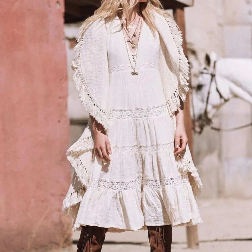 Spell Doe Eyed Midi Dress in Cream - Picture 6 of 16